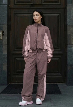 Жіночий спортивний костюм Staff lim light brown & light pink reflective oversize S