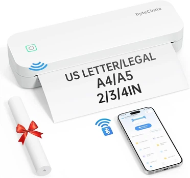 Портативный принтер для путешествий, термопринтер с Bluetooth, поддерживает формат US Letter Белый