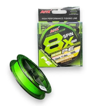 Шнур рибальський AHK Spin X8 8-ми жильний 150м 0.16мм(11.8кг) (8454-4)