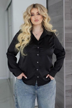 Жіноча шовкова сорочка класична Fashion 54/56 чорний