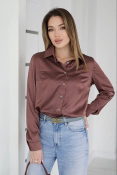 Жіноча шовкова сорочка класична Fashion 42/44 шоколадний