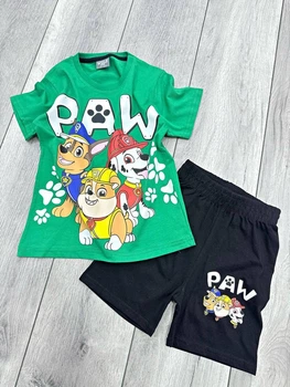 Детский летний костюм для мальчика (футболка + шорты) Paw Patrol Зеленый 110-116