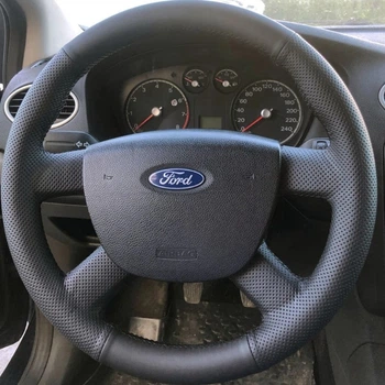 Чехол на руль Ford Focus/Kuga/C-Max/Transit 2005-2011 (кожа/перфорация) №15