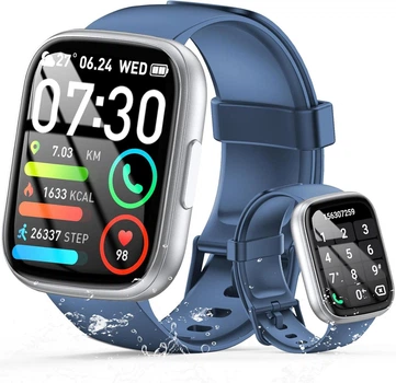Смарт-годинник 1.95" Без бренду з Bluetooth дзвінками, Фітнес-трекер IP68, Темно-синій