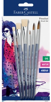 Zestaw pędzli Happy Color Hobby nr 22 naturalny płaski 6 szt (4005402828913)