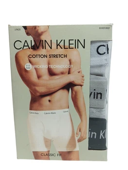 Набір чоловічих боксерів Calvin Klein бавовняний стрейч, чорні/сірі/білі, 3 шт. M