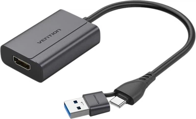 Адаптер Vention USB-C/USB-A - HDMI 0.15 м Gray (6922794776920)