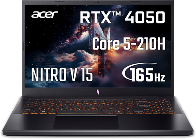 Ноутбук Acer Nitro V 15 ANV15-52-5667 (NH.QV2EU.00U) Obsidian Black / 15.6" IPS 165 Гц / Intel Core 5 210H / RAM 16 ГБ / SSD 512 ГБ / RTX 4050, 6 ГБ / LAN