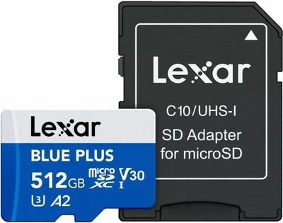 Karta pamięci microSD Lexar Blue Plus 512GB z adapterem SD (LMSBLPL512G-BNANG)