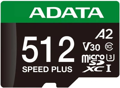 Карта пам'яті microSD Adata Speed Plus 512GB з адаптером SD (UD512GUI3V30A2SP-RA1)