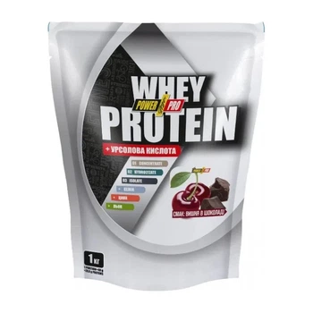 Сироватковий протеїн з урсоловою кислотою Whey Protein +ursolic acid Power Pro, полуниця з вершками, 1 кг