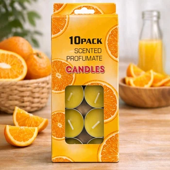 Ароматические чайные свечи таблетки, набор 10 шт, 3,5x0,8 см, Апельсин (Аромасвечи для аромалампы)