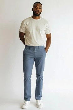 Чоловічі штани чінос Jachs New York, slim tapered, середня посадка, сині, розмір W38