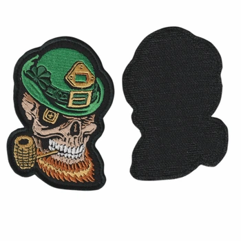 Шеврон патч на липучці Череп, Леприкон, Leprechaun Patch, на чорному фоні, 7,5*10,5см.
