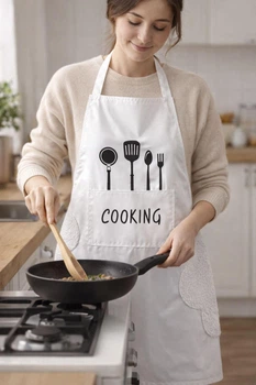 Фартук кухонный с полотенцами и карманом Cooking Szkoy серый