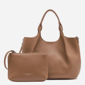 Zestaw (torebka + kosmetyczka) damski skórzany Gianni Chiarini BS-9719-RNGDBL-T.U.-5313 Ciemnobeżowy (800070352673)