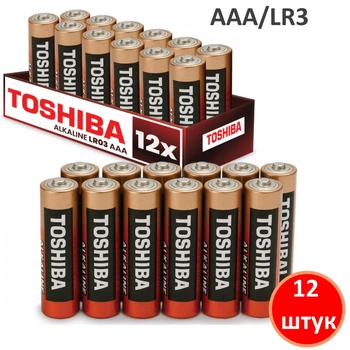 Батарейки Toshiba AAA (LR3) Alkaline 1.5V, лужні, міні пальчикові, 12 шт