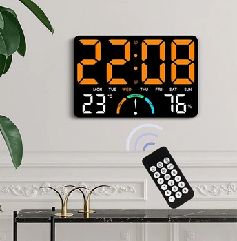 Годинник Deepfox GH-9008 LED цифровий електронний настінний/настільний Будильник Дата Температура Вологість 25х17см оранжевий
