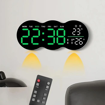 Часы Deepfox YX-2808 LED цифровые электронные настенные/настольные Будильник Дата Температура 28х11,5см зелёный