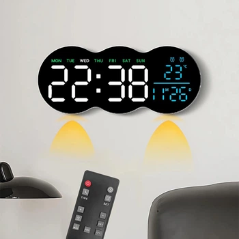 Годинник Deepfox YX-2808 LED цифровий електронний настінний/настільний Будильник Дата Температура 28х11,5см різнокольоровий