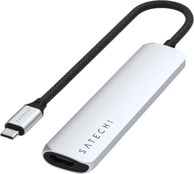 Hub USB Satechi 6-in-1 USB-C Slim Multiport 4K Silver (810086361762)