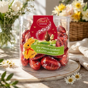 Пасхальные яйца Lindt Lindor с плюшевой игрушкой 450г 25шт