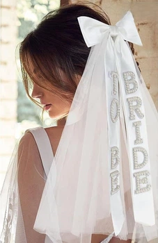Фата з бантом для дівич-вечора Bride to be на шпильці коротка Honey Fashion Accessories One Size білий (17-23)