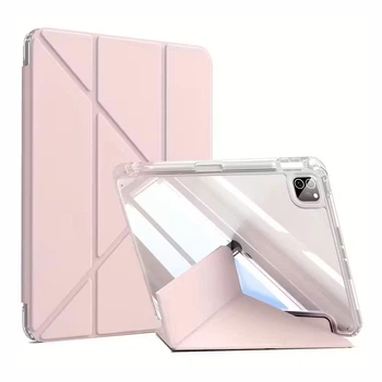Чохол iPad Air 13" M2/M3/M4 2024-2026 | Pro 13" 2024-2025 M4/M5 Acrylic Clear Frame Transformer Pen Slot light pink