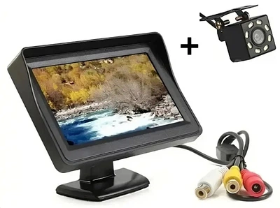 Камера заднього виду з монітором 4.3 LCD 2AV автомобільна паркувальна система комплект паркування кольоровий дисплей CCD дротова 12V універсальна відеокамера на панель для авто