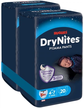 Упаковка подгузников-трусиков Huggies DryNites для мальчиков 4-7 лет 10 шт х 2 пачки (5029053527574_1)