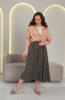 Спідниця літня зі штапелю 881ZARA 2XL оливкова