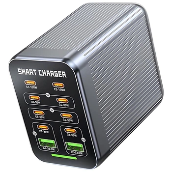 10в1 Скоростной блок питания GaN 200W Addap MCSG-1: USB QC 22.5W + Type-C PD 100W, многопортовое зарядное устройство для зарядки ноутбуков и смартфонов