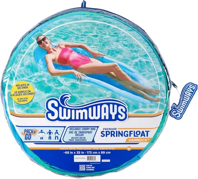 Надувний шезлонг-гамак SwimWays Spring Float Premium, блакитний, навантаження до 113 кг ( 173х89 см)