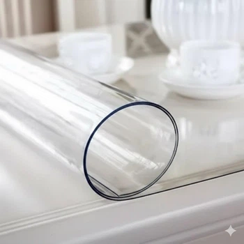 Силиконовая скатерть на pro version стол Soft Glass 1,2х1,0 м прозрачная защита для мебели антискользящая пленка (IS-OP_22-G)