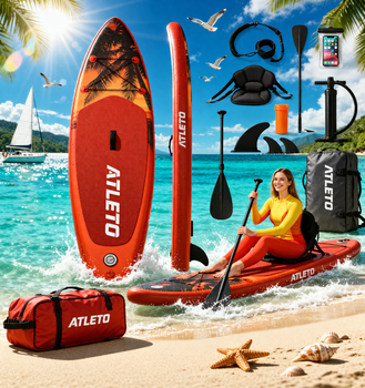 SUP-дошка надувна 350 см, з сидінням, комплект для сап серфінгу, до 150 кг, весло, насос, рюкзак