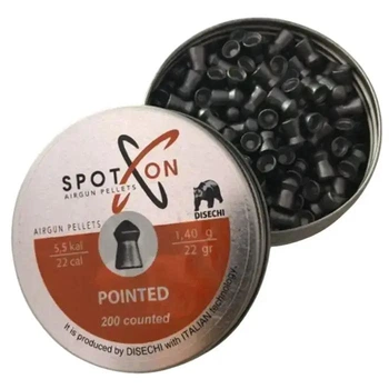 Кулі Spoton Pointed 5.5 мм (1.40 г) 200 шт, важкі конічні, для потужної пневматики PCP