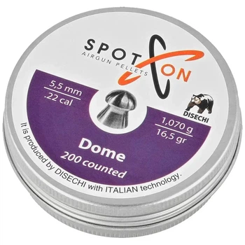 Кулі Spoton Dome 5.5 мм (1.07 г / 16.5 gr) 200 шт, середньоважкі, для пневматики, Round Head