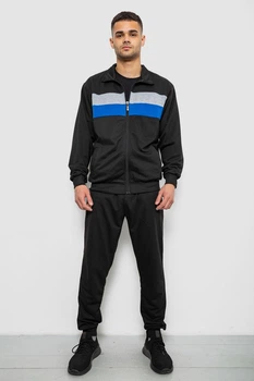 Спортивний костюм чоловічий двонитка, колір чорний, XXXL 244R9167