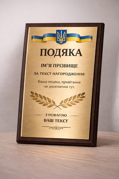 Нагорода диплом подяка на металі на плакетці з МДФ