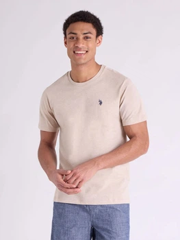 Футболка бавовняна довга чоловіча U.S. Polo Assn 113904-0400A(Sourdough Heather) M Бежева (786662043653)
