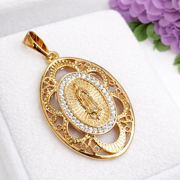 Ладанка Xuping Jewelry Діва Марія довжина з вушком 3.8см на цепочку до 6мм медичне золото позолота 18К л363