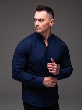 Рубашка Walter мужская классическая casual стойка XL синяя (2494)