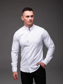 Рубашка Walter мужская классическая casual стойка S белая (2494)