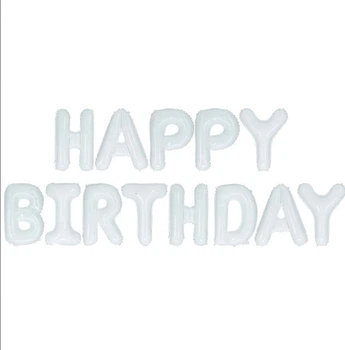 Фольгированные шары Star буквы HAPPY BIRTHDAY 16" (40см) белые 8249