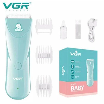 Дитяча машинка для стрижки VGR Baby V-150 тиха, акумуляторна машинка для дітей, тример для немовлят IPX7, 4 насадки 3–12 мм, машинка для стрижки дітей безшумна, безпечна машинка для малюків
