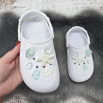 Крокси дитячі ЕВА для дівчинки Dago Style білі з джибітсами 32р (20,2 см) 7172-3