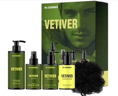 Парфумований набір косметики для чоловіків. Vetiver Perfumed Men’s Essentials Set Mr.SCRUBBER