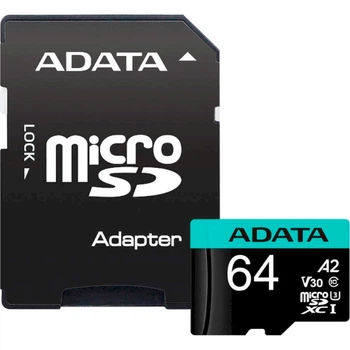 Карта пам’яті ADATA Premier Pro microSDXC 64GB UHS-I U3 V30 A2 100/85 MB/s (AUSDX64GUI3V30SA2-RA1)