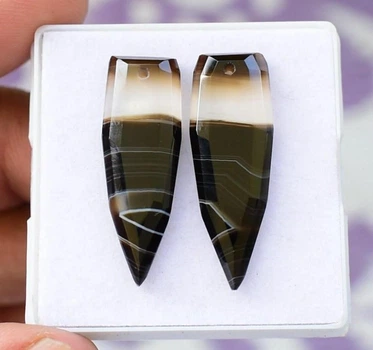 Натуральный агат пара 18 Ct 30 х 10 мм (09312)