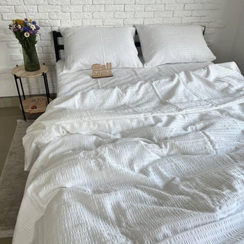 Постельное белье Белый, сатин жатка PREMIUM, полуторный 70/70, Ell Home